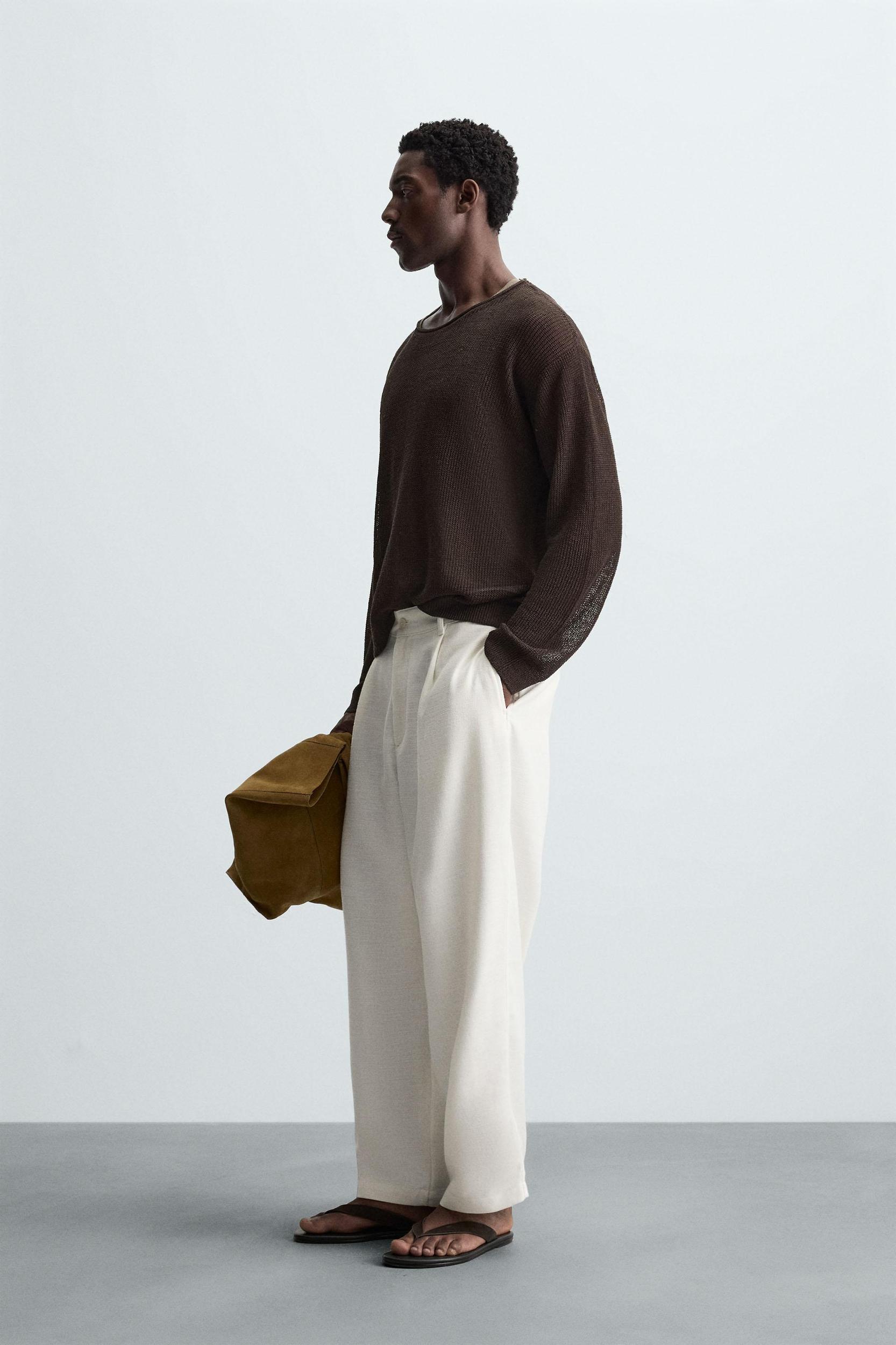 LINEN BLEND TEXTURED SWEATER Product Image