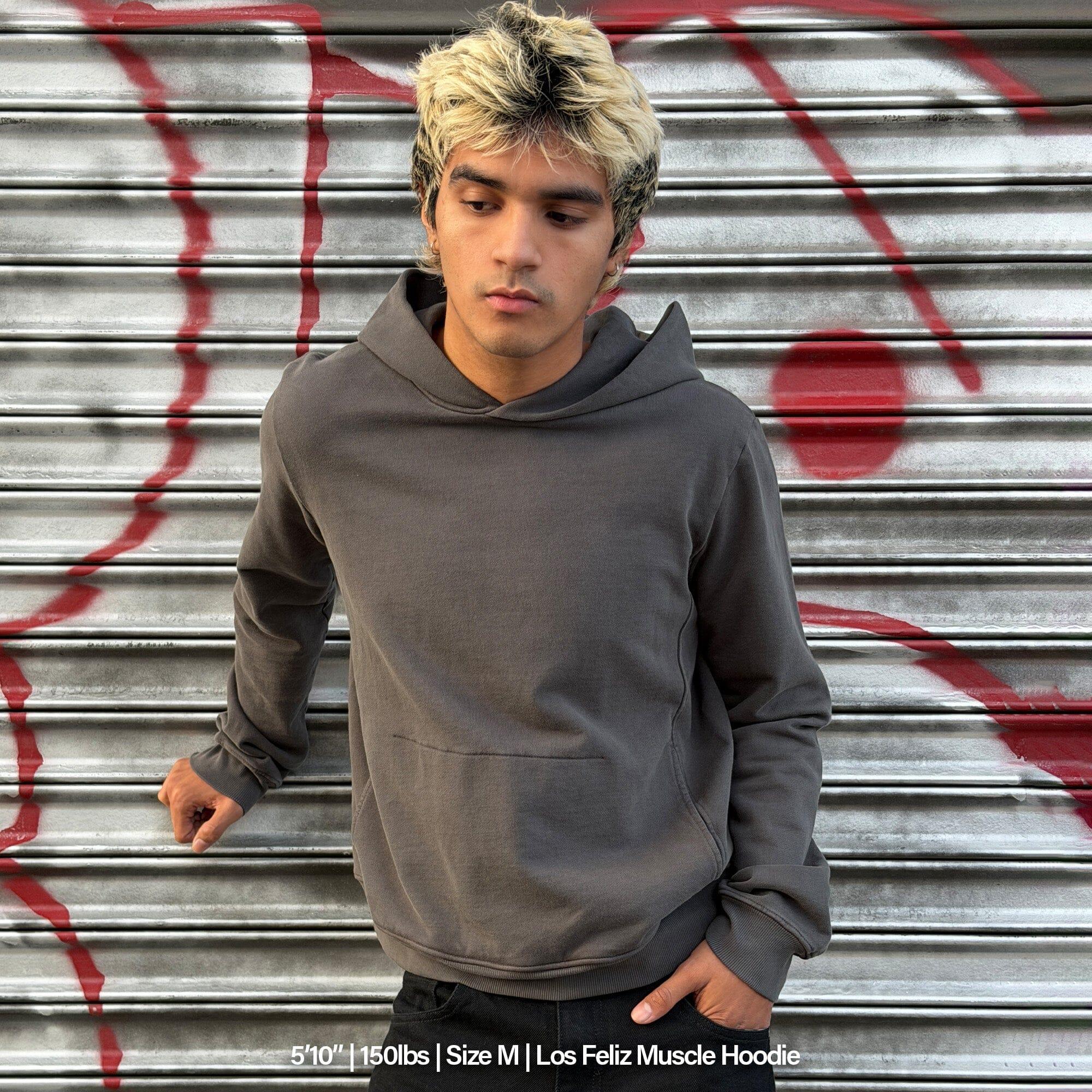 Los Feliz Crop Muscle Hoodie | Fitted Male Product Image