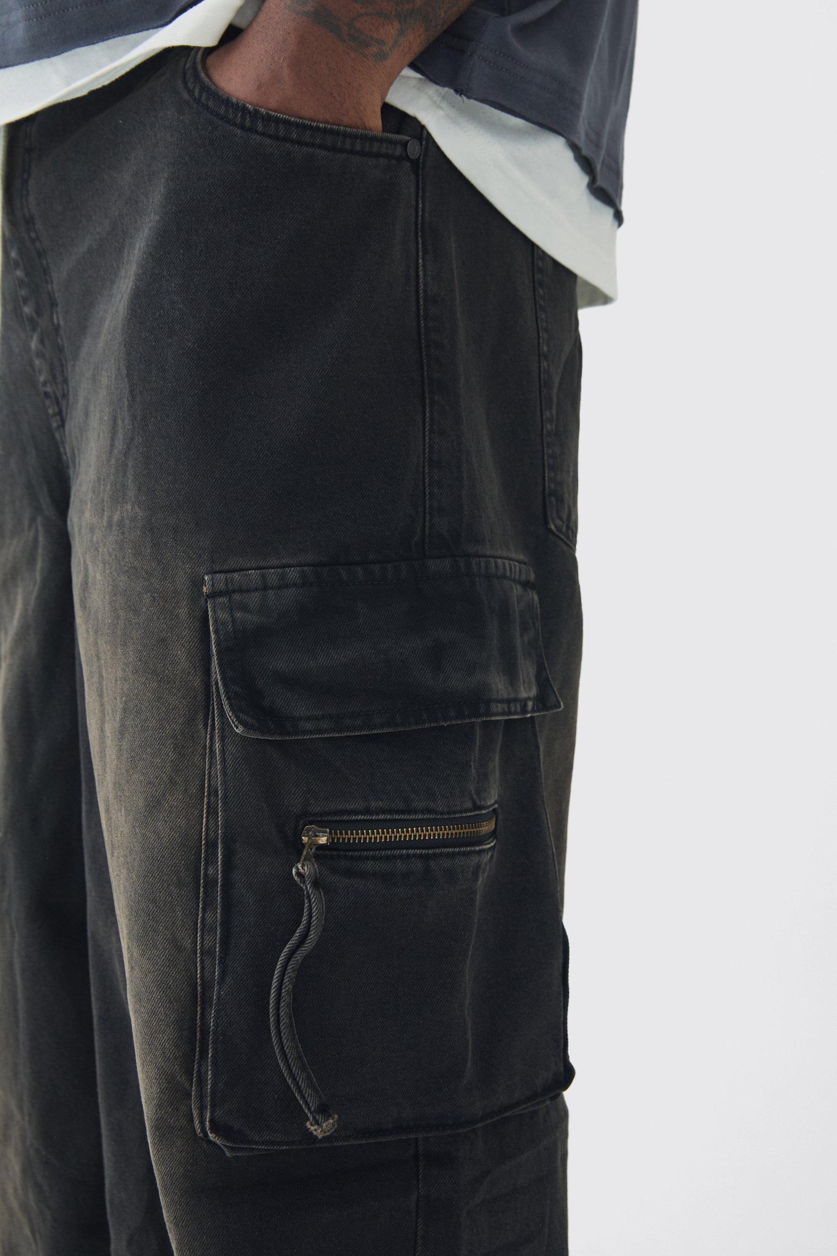 Plus Baggy Rigid Cargo Jeans | boohooMAN USA Product Image