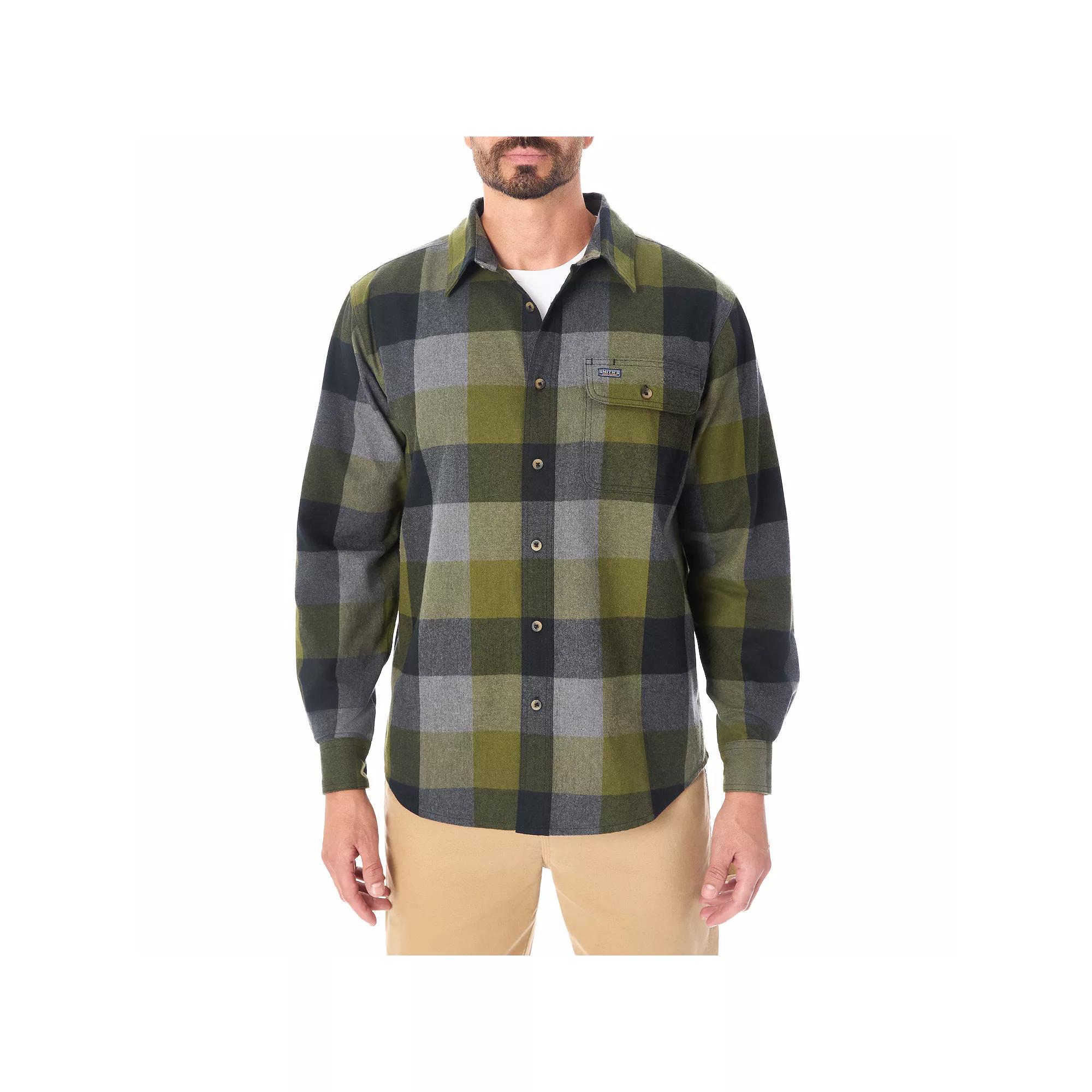 Men's Smith's Workwear Relaxed-Fit Buffalo Plaid Flannel Button-Down Shirt,  Product Image