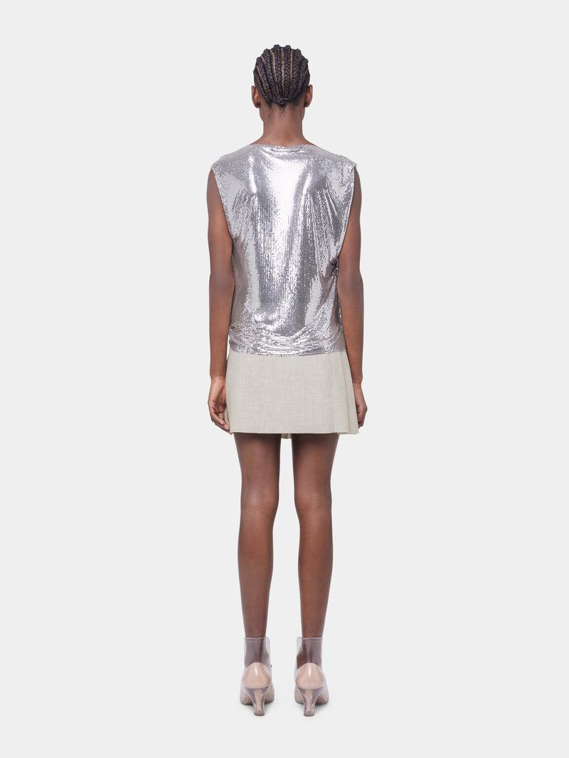 BEIGE MINI SKIRT IN MOTTLED WOOL Product Image