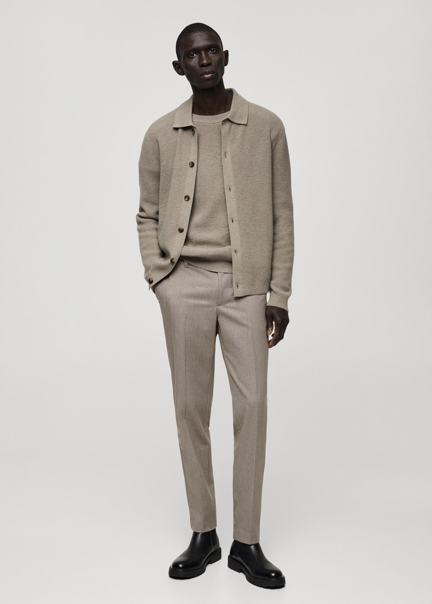 Slim-fit flannel pants - Men | MANGO USA Product Image