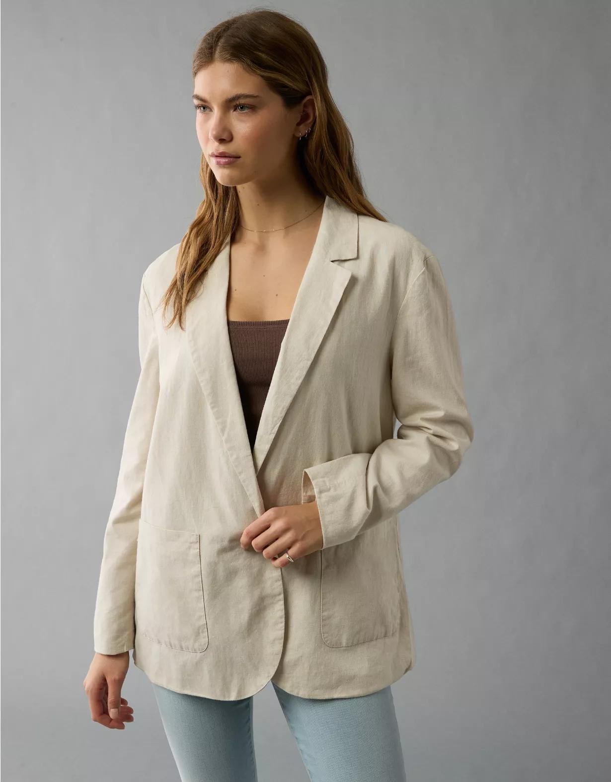 AE Linen-Blend Blazer Product Image
