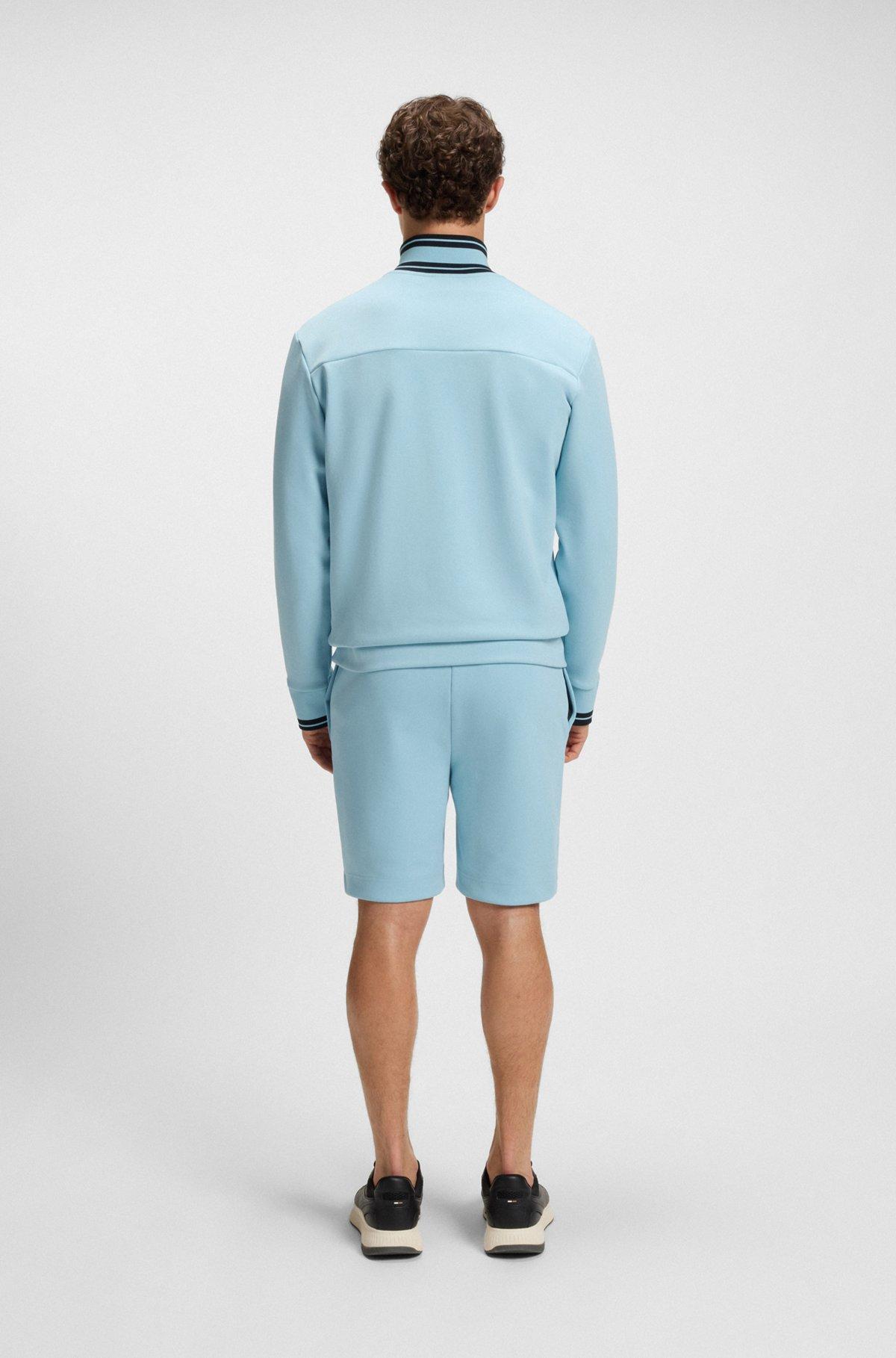 BOSS - Zip-up sweatshirt with striped trims - Light Blue Product Image