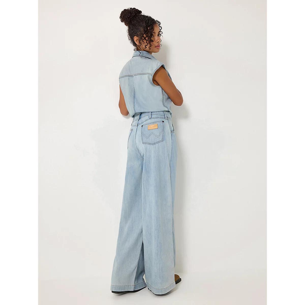 Women's Trouser Jumpsuit in Pale Blue Wash Product Image