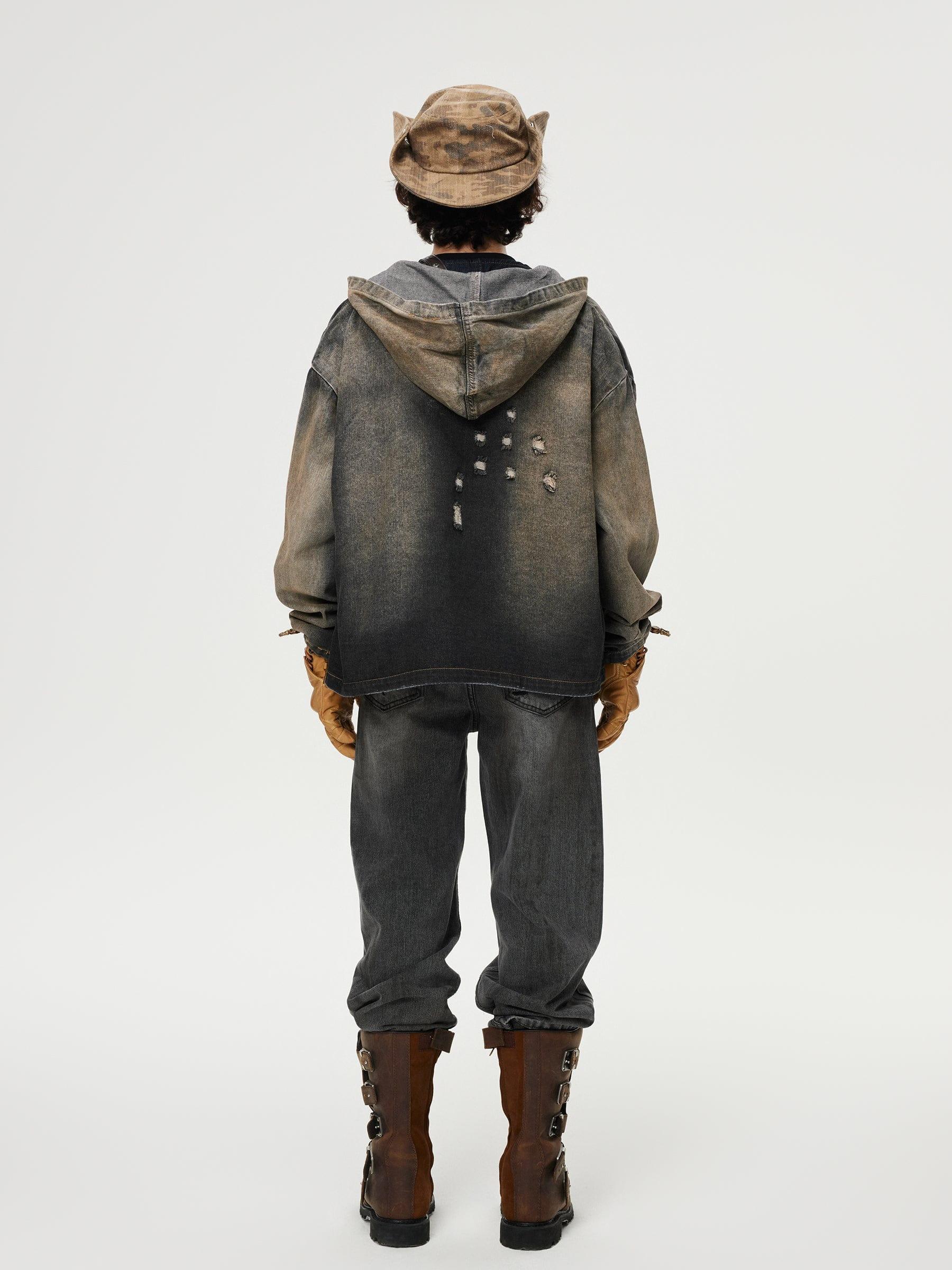 Aelfric Eden Mud Dyeing Denim Zip Up Hoodie Product Image