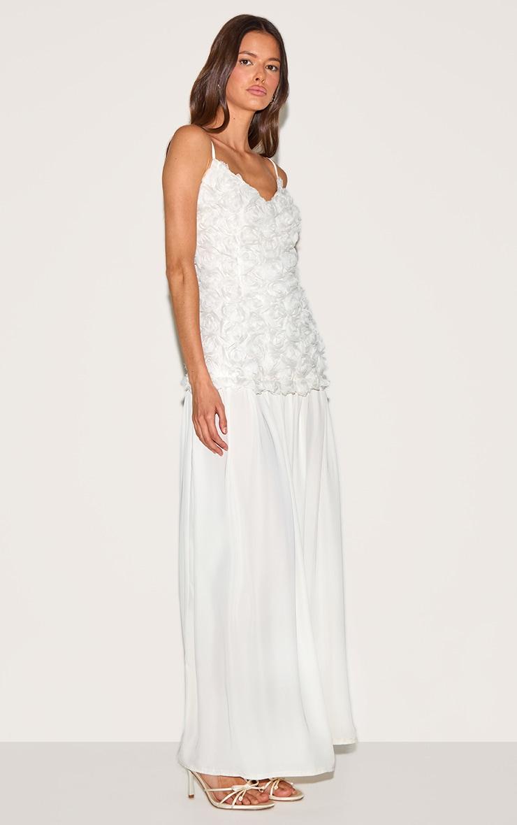 Cream Floral Dropped Waist Maxi Dress Product Image