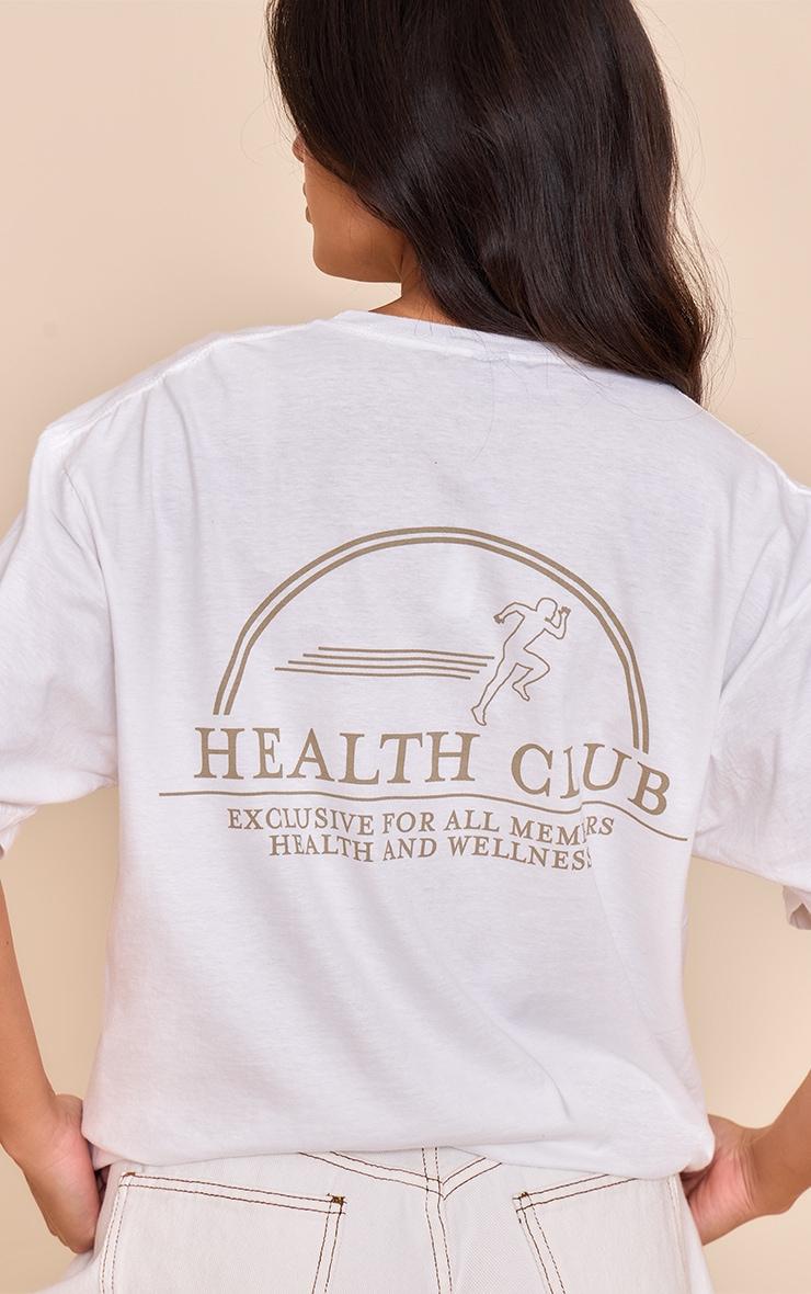 White Health Club Graphic Oversized T-shirt Product Image