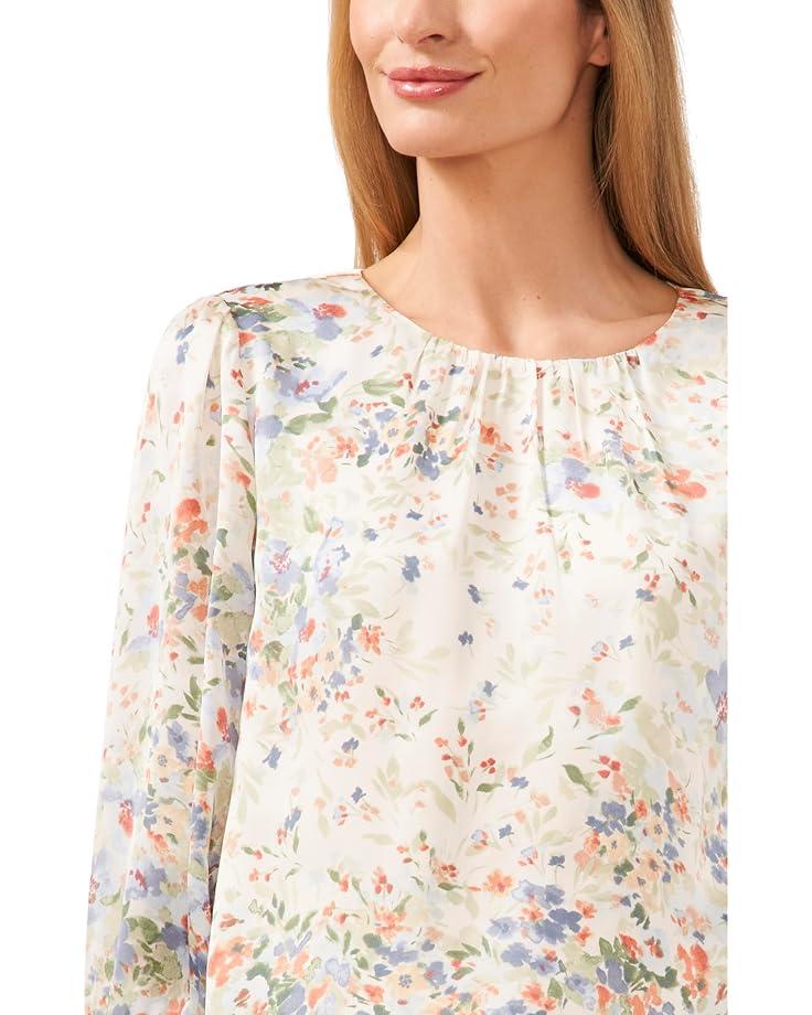 3/4 Sleeve Ruffled V-Neck Blouse Product Image