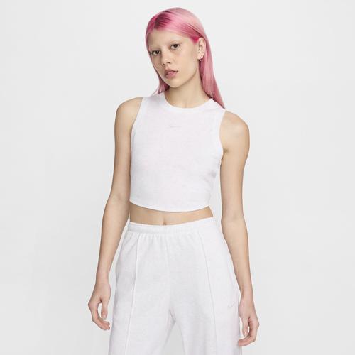 Nike Womens Nike Essential Rib Crop Tank - Womens Birch Heather/Lt Orewood Brown Product Image