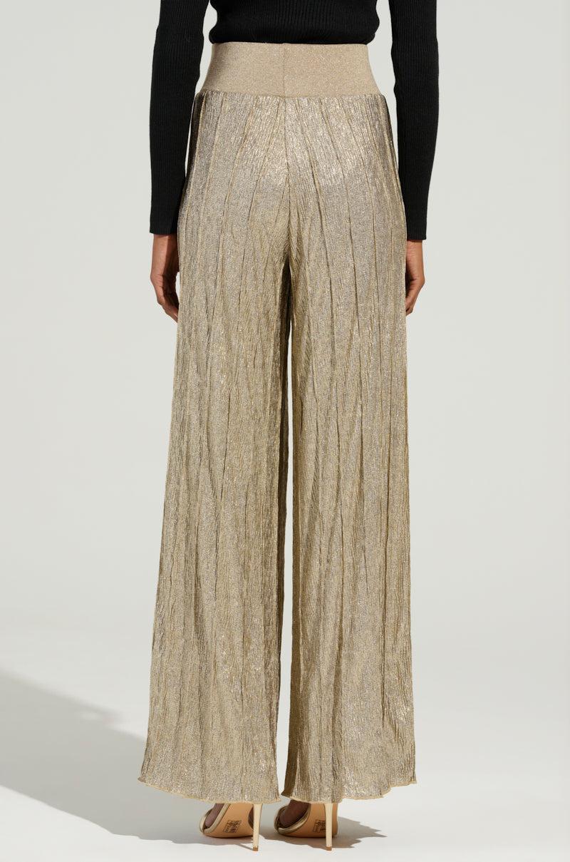 FEELING GODLY PLEATED HIGH WAIST PANT IN GOLD Product Image