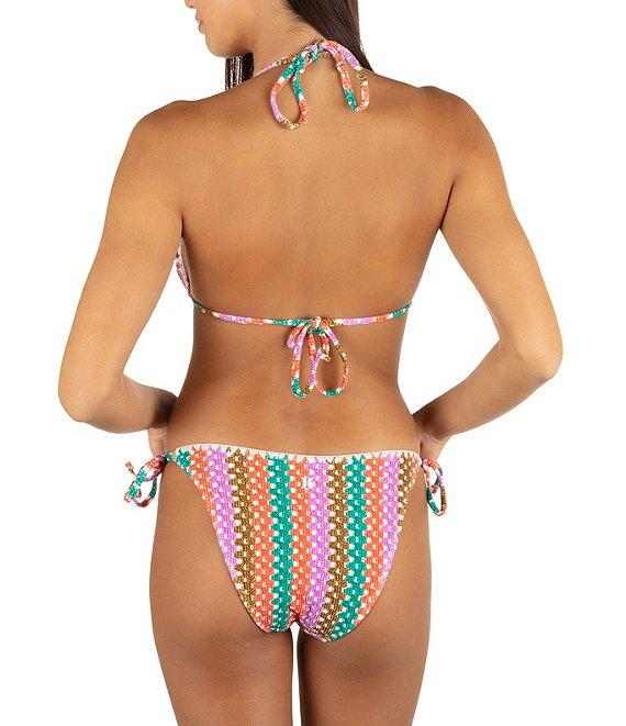 Hurley Stripe Crochet Scrunch Tie Side Hipster Swim Bottom Product Image