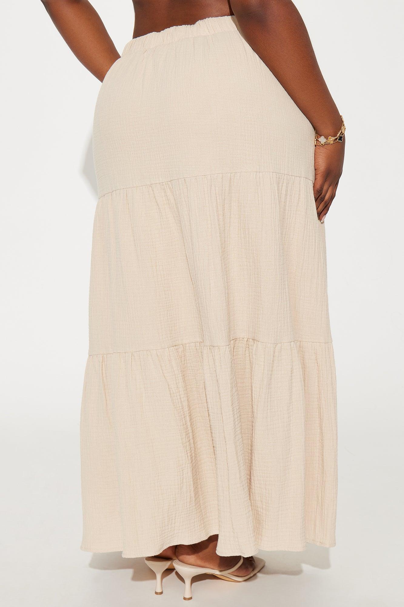 Emily Tiered Gauze Maxi Skirt - Taupe Product Image