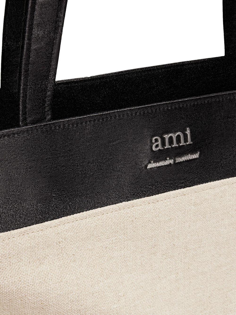 logo-plaque panelled tote bag Product Image