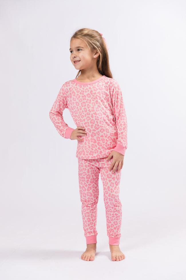 Kid's Sweet Dreams Pink Leopard Pajama Set FINAL SALE Product Image