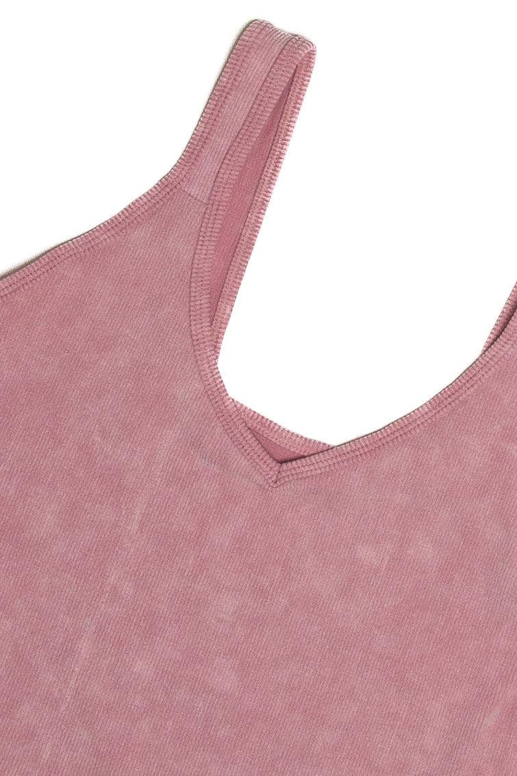 Sky Blue Ribbed Deep V Top Product Image