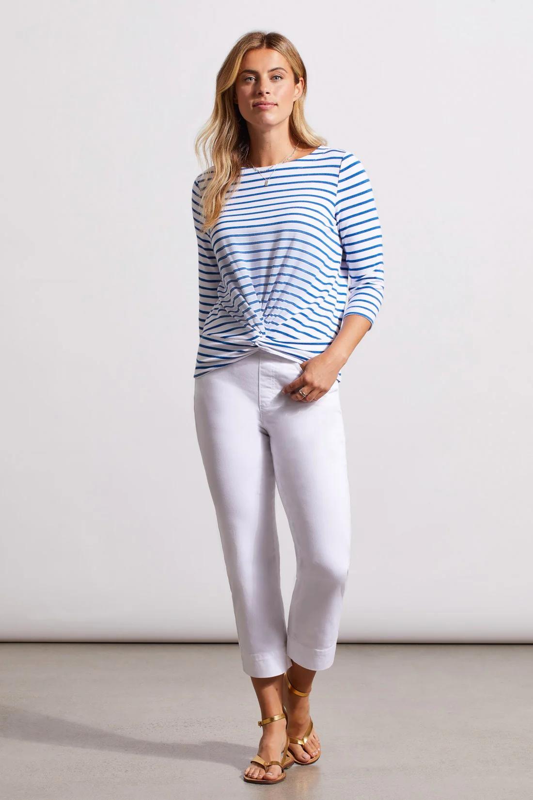 STRETCH CREW NECK TOP WITH TWIST FRONT Product Image