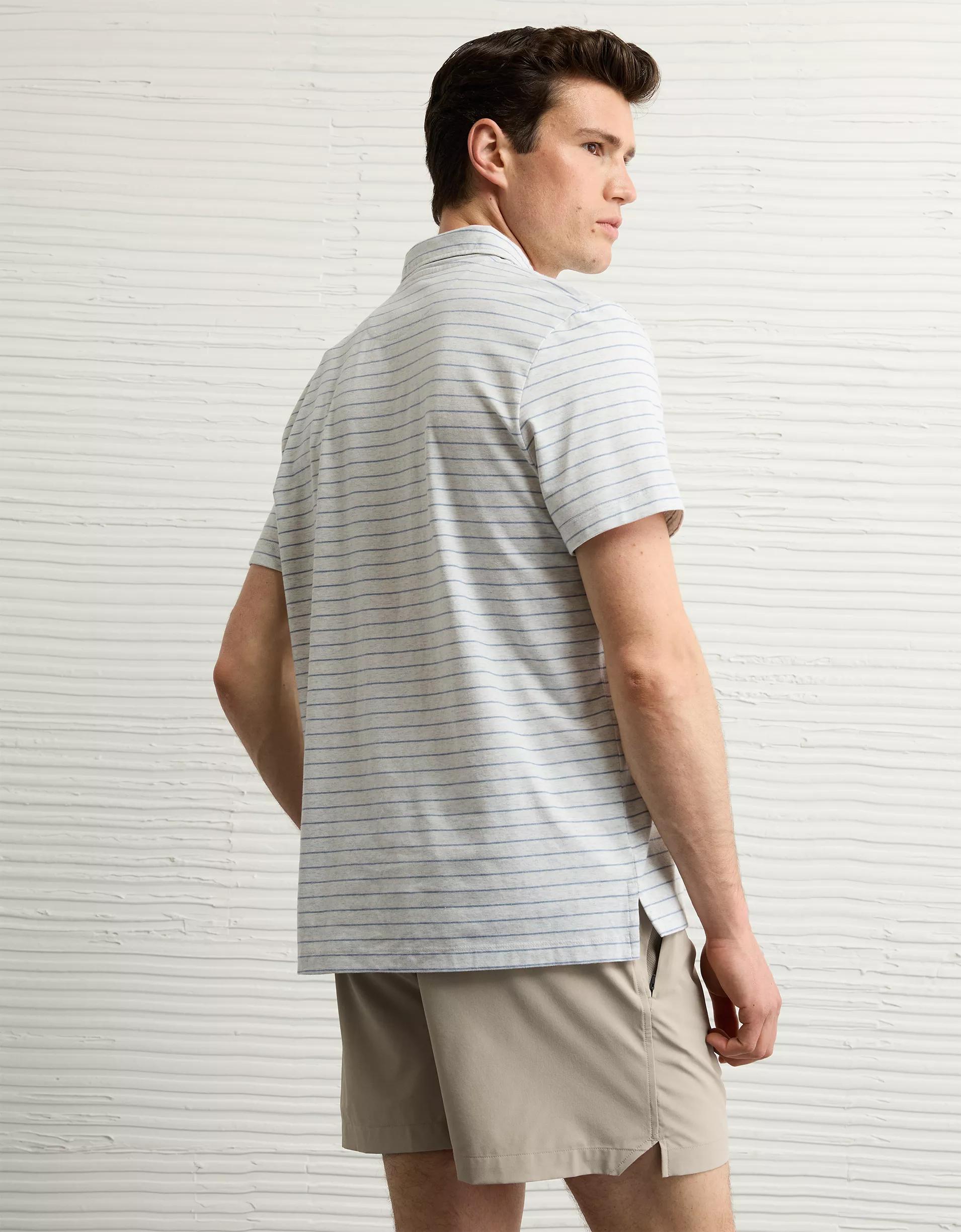 AE 24/7 Club Logo Striped Polo Shirt Product Image