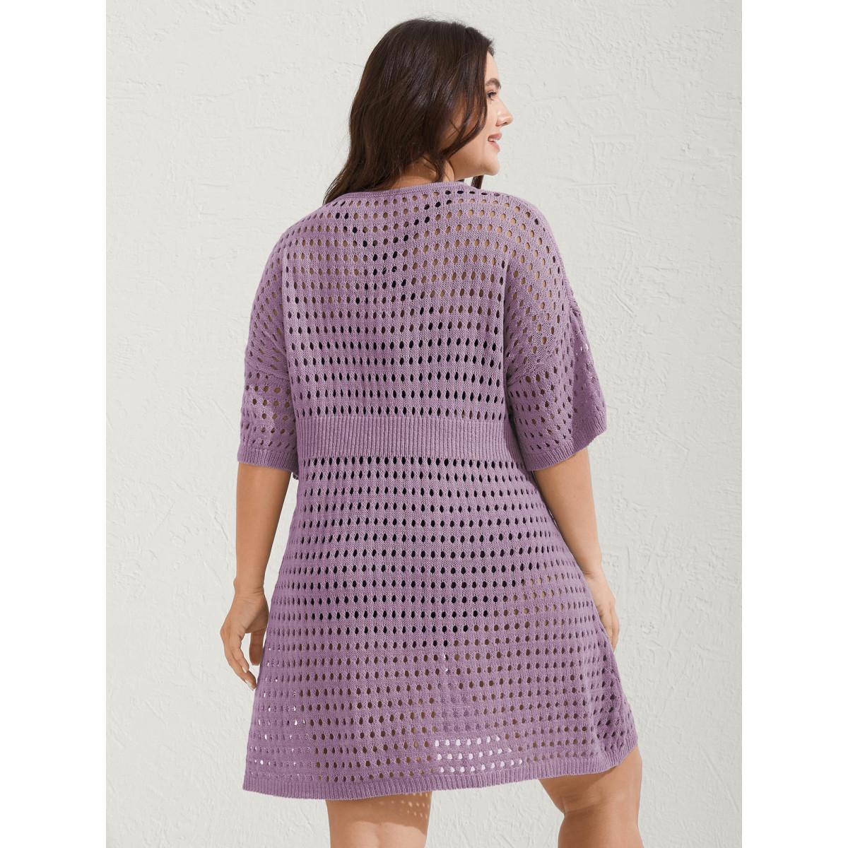 Plus Size Cut-Out Waist-Cinched Button Swim Cover-Up Women's Swimwear Mauve Resort Loose Cut-Out Curve Swim Cover Ups BloomChic 18-20/2X Product Image