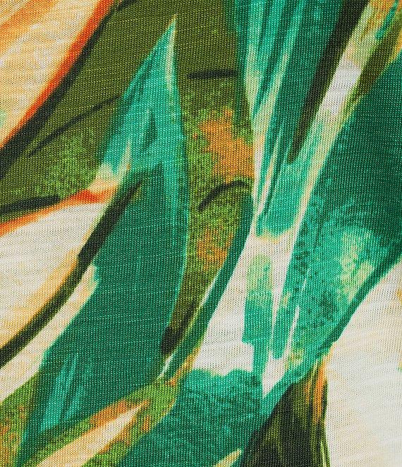 Westbound Tropical Leaf Short Sleeve Crew Neck Top Product Image