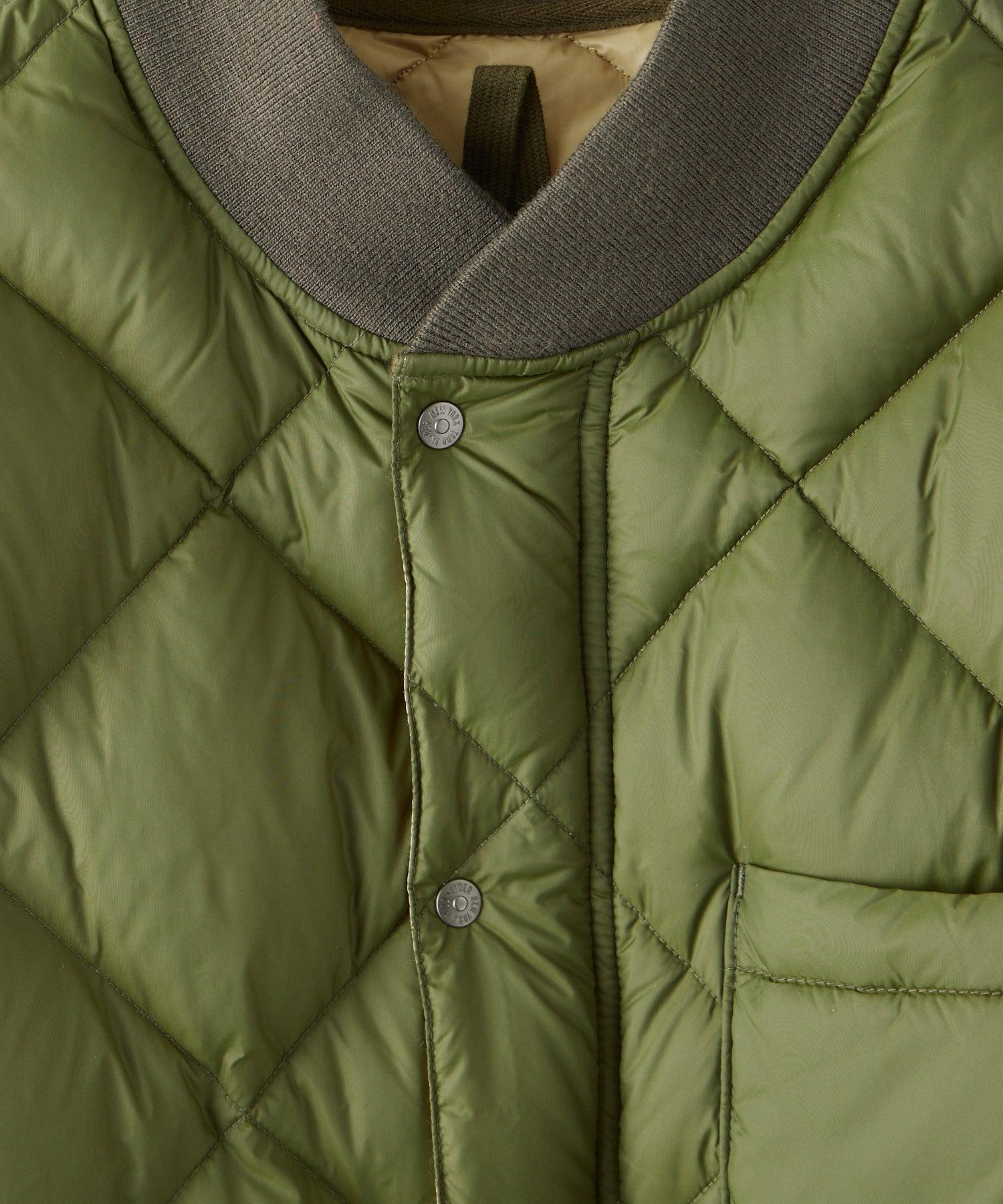 Italian Quilted Down Snap Bomber in Olive Product Image