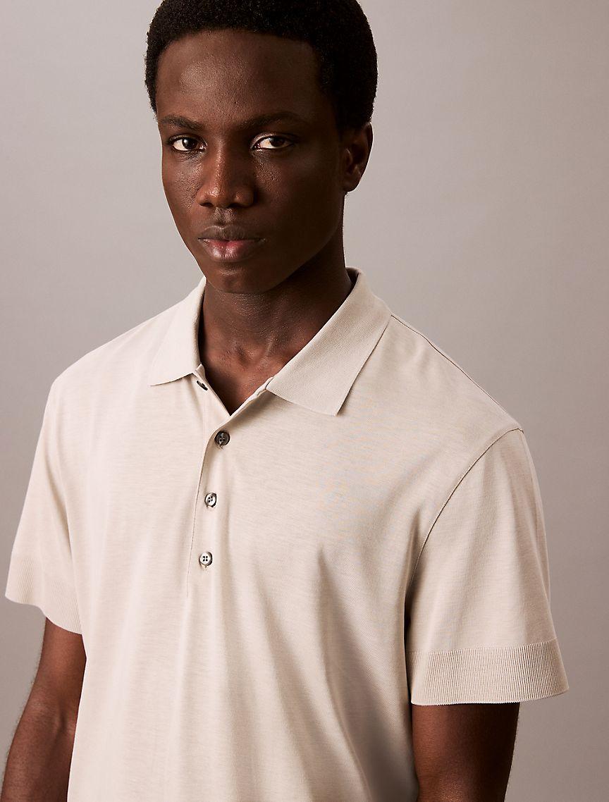 Fine Knit Lyocell Blend Polo Shirt Product Image