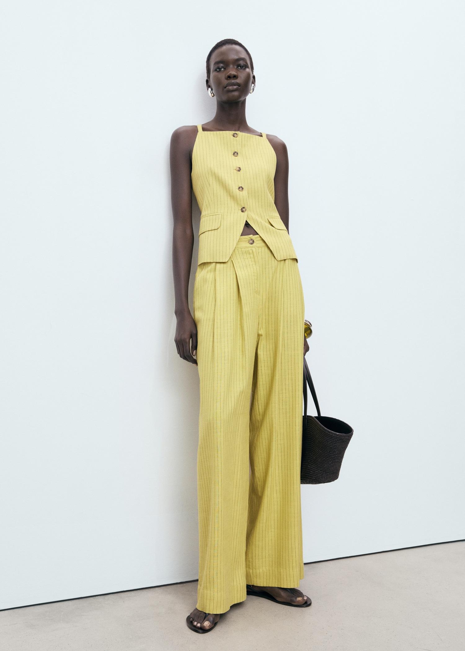 Buttons striped top - Women | MANGO USA Product Image