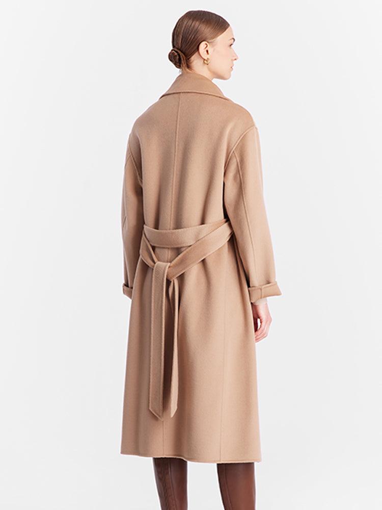 Double-Faced Wool And Silk-Blend Lapel Women Coat Product Image