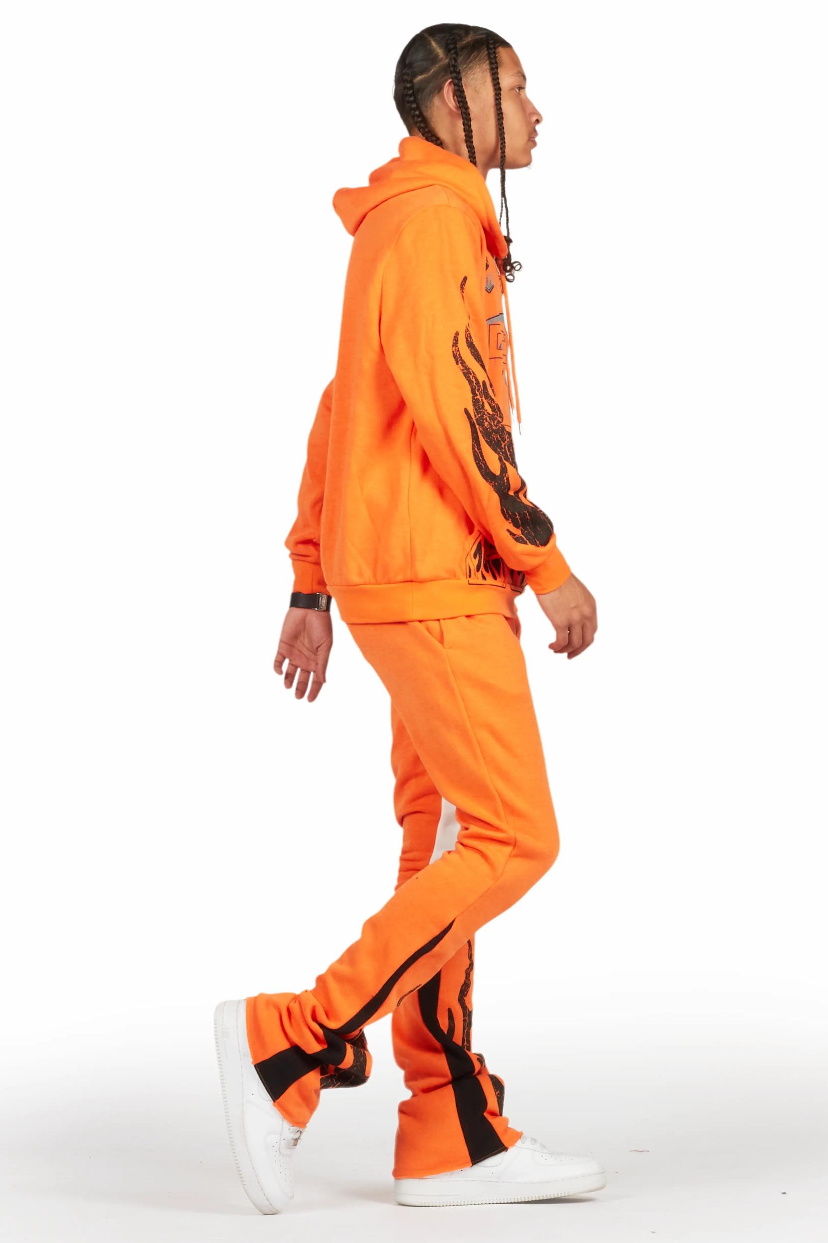 Amos Orange Hoodie/Stacked Flare Track Set Male Product Image