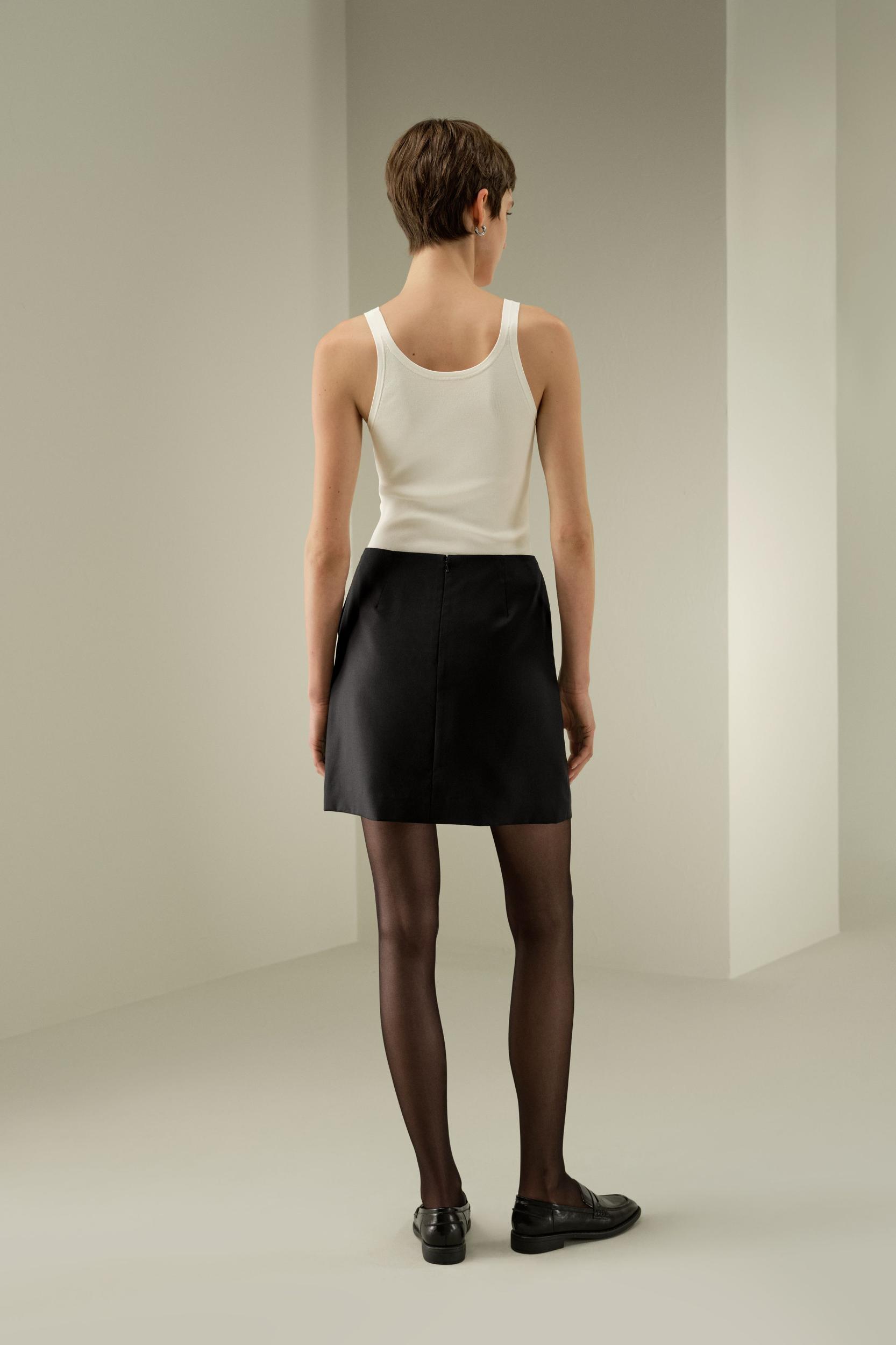 LILYSILK Wool Pencil Skirt - Female - Black Wool Silk - Effortless Femininity Straight Design Skirt 4 Product Image