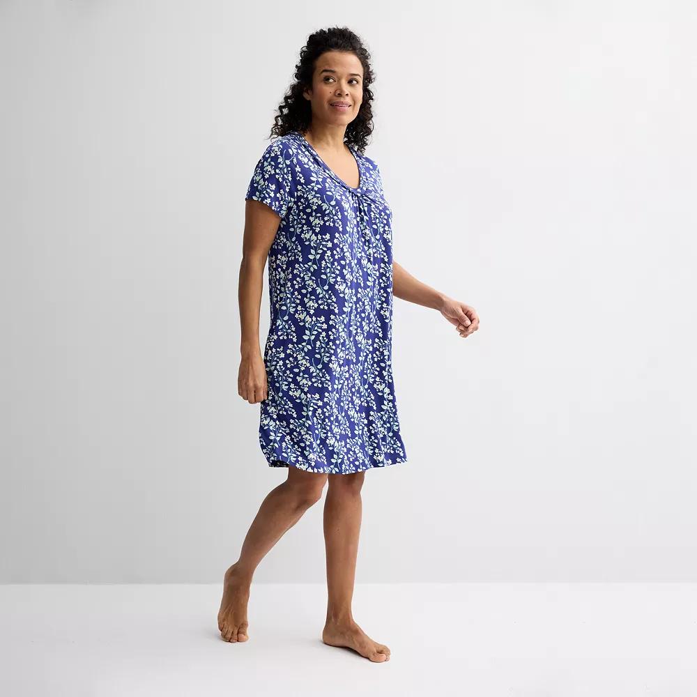 Women's Croft & Barrow® Print Short Sleeve Nightgown, Size: Medium, Tansy Floral Product Image