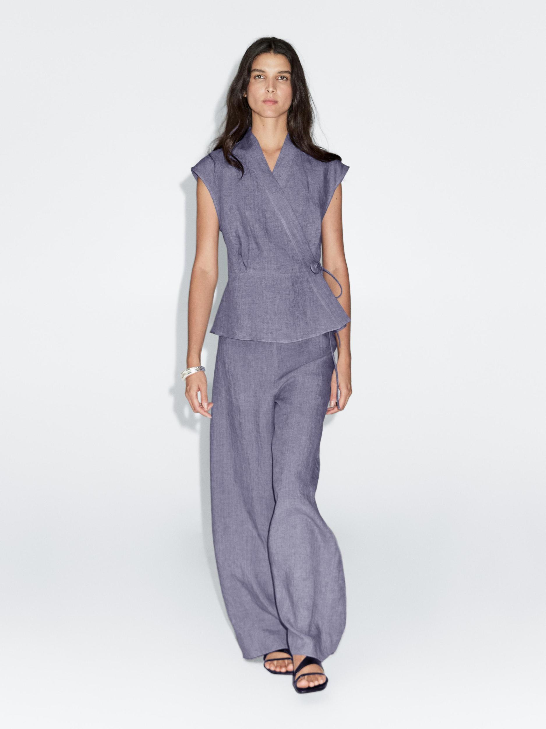 100% linen crossover waistcoat Product Image