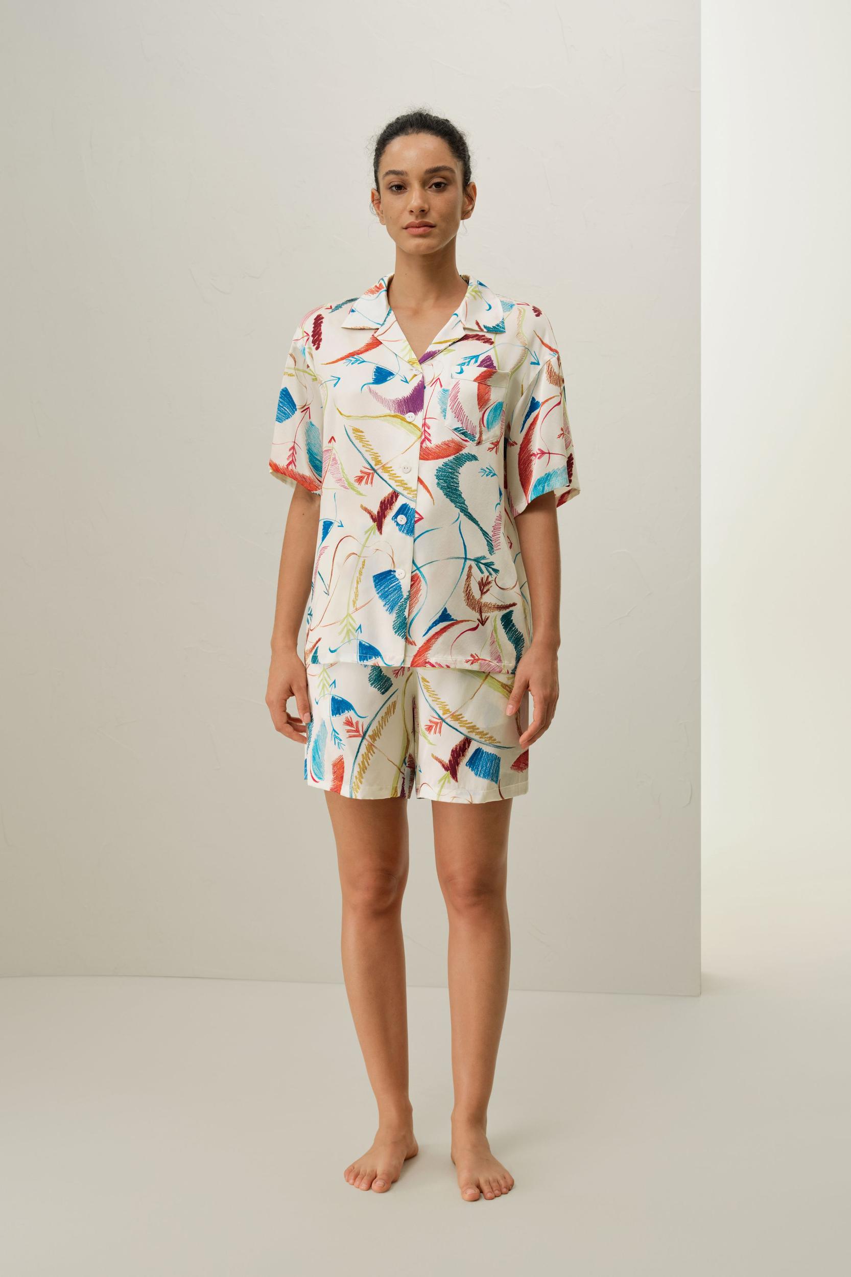 Sagittarius Zodiac Short Silk Pajama Set Product Image