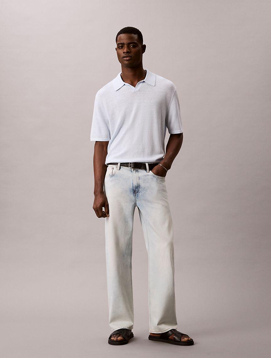 Linen Blend Polo Sweater Product Image