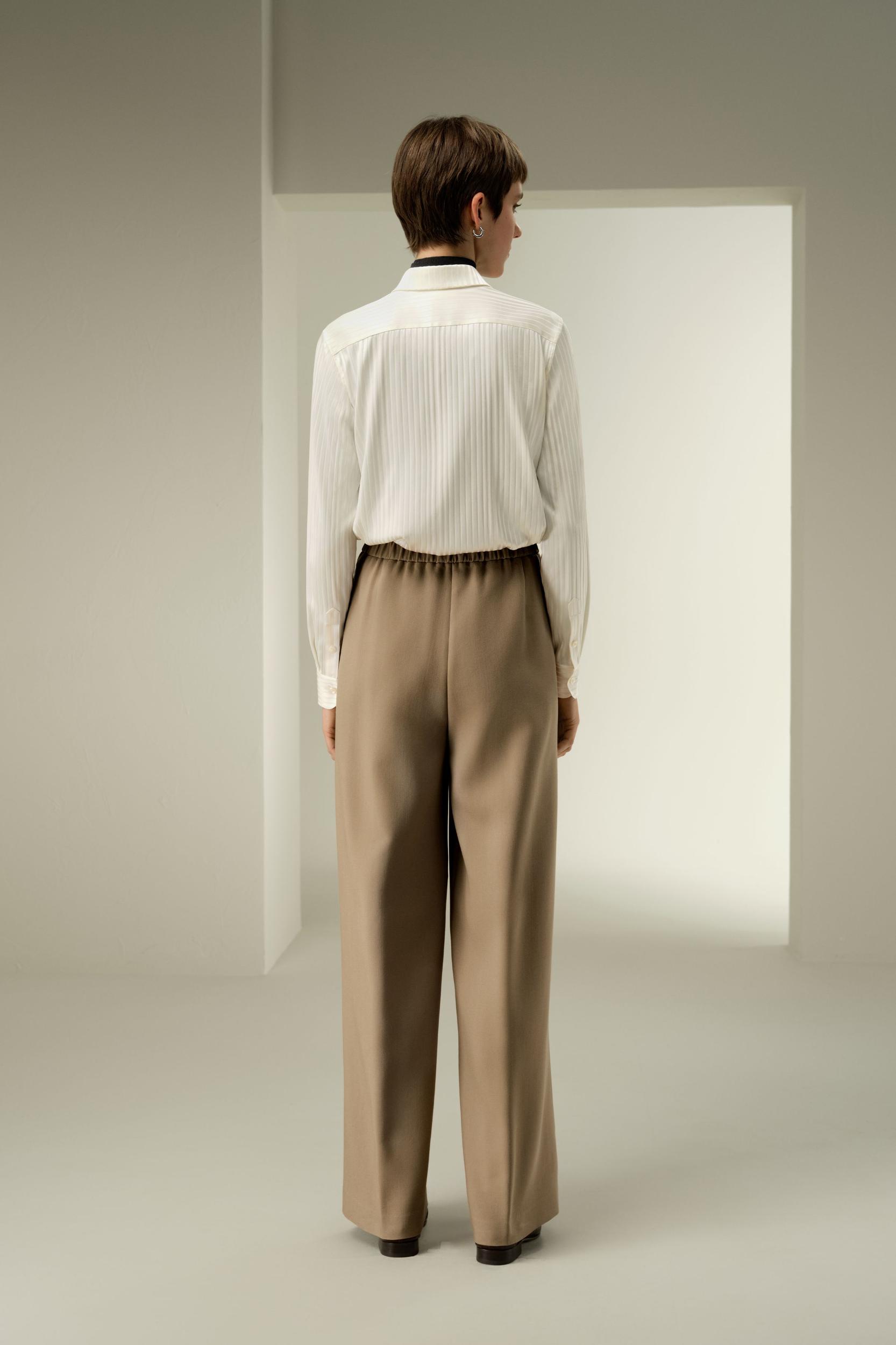 LILYSILK Women's Silk-Wool Pleated Wide-Leg Trousers, Black, Size 4, Breathable & Wrinkle-Resistant Product Image