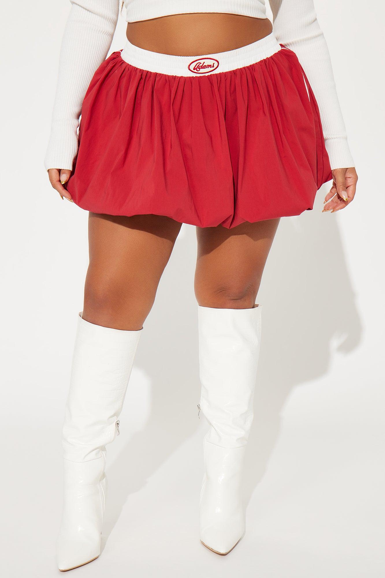 My Final Race Striped Bubble Mini Skirt - Red Product Image