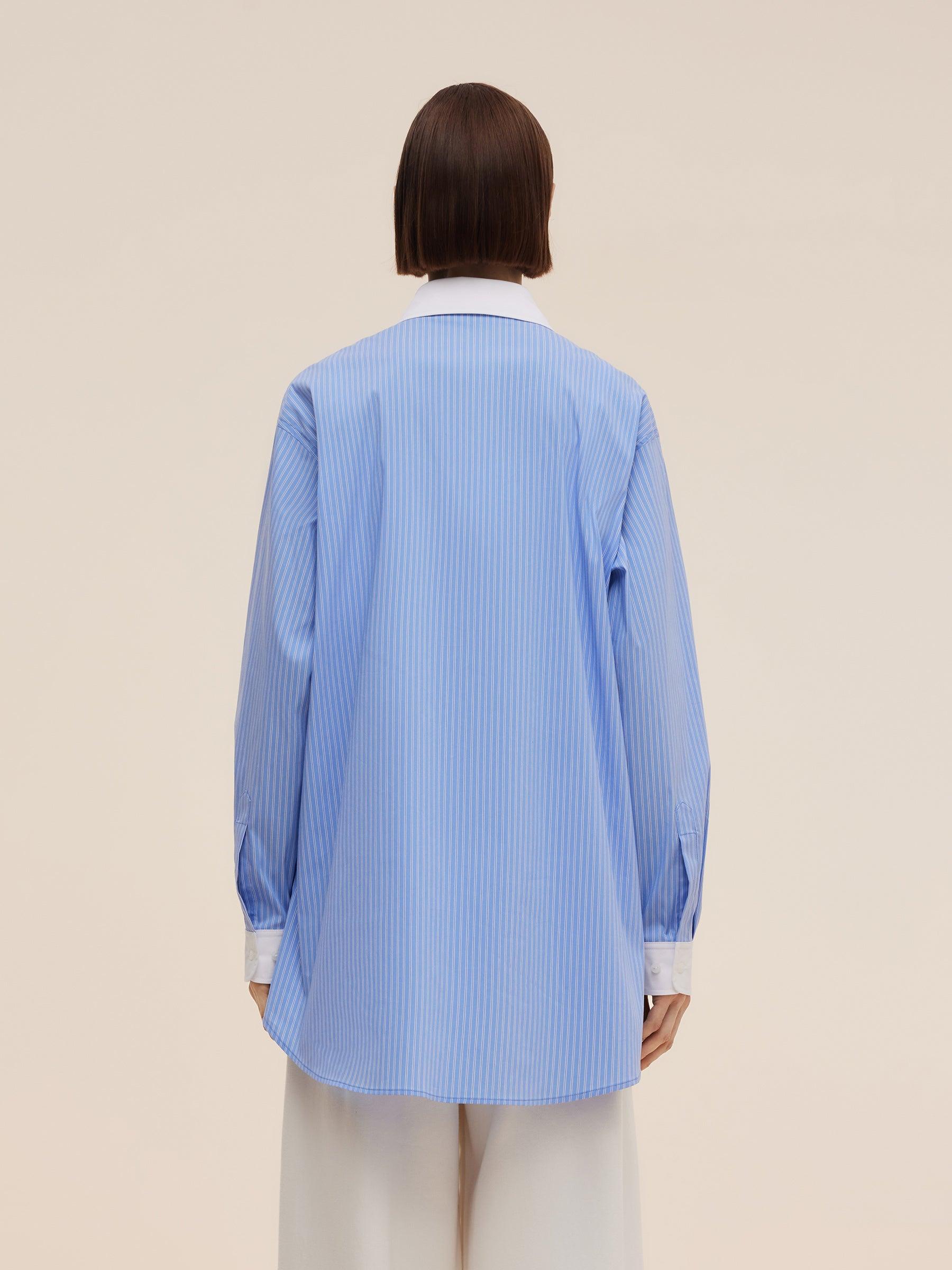 Color Block Stripe Women Oversized Shirt Product Image