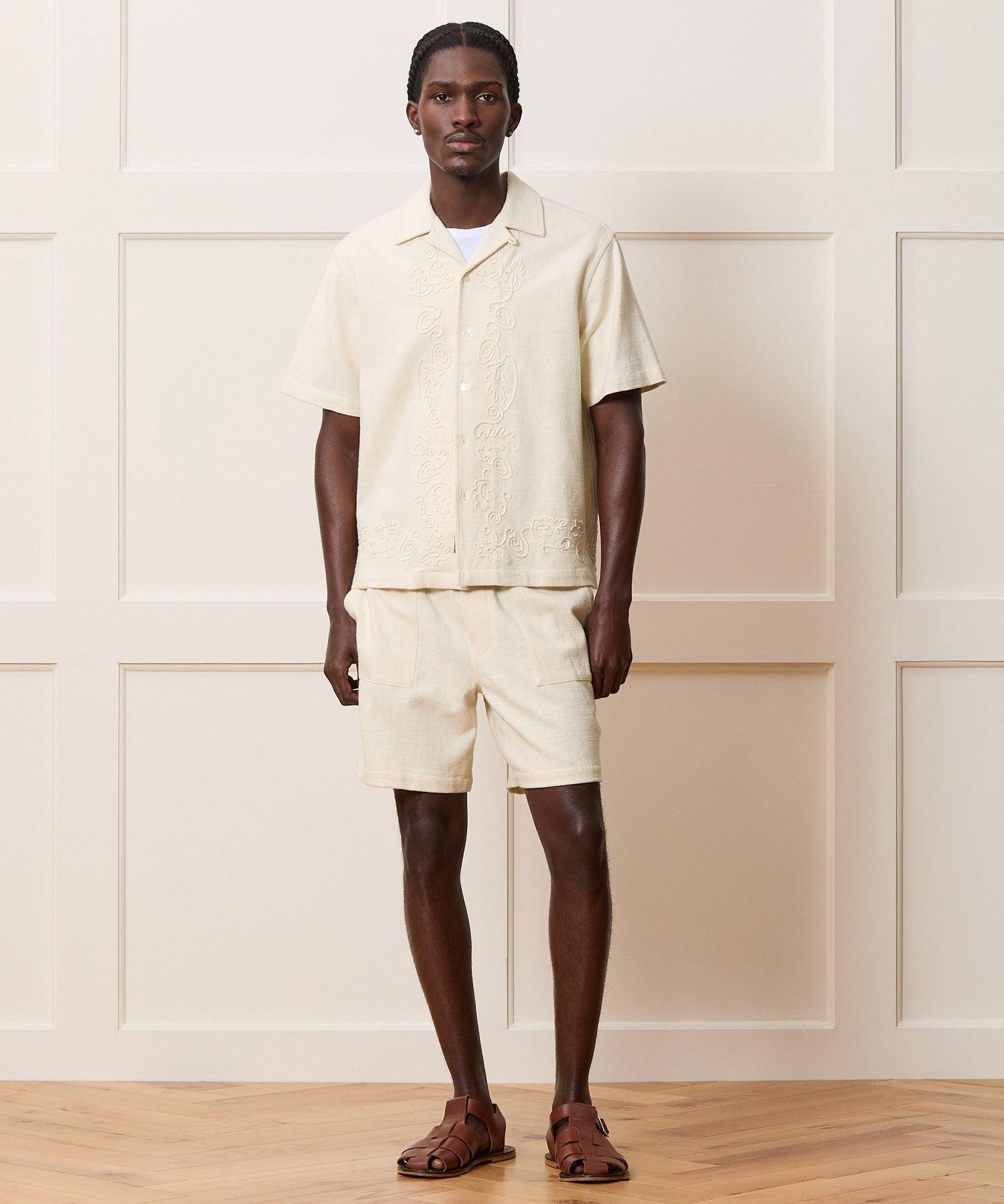 7" Textured Cotton Beach Short Product Image