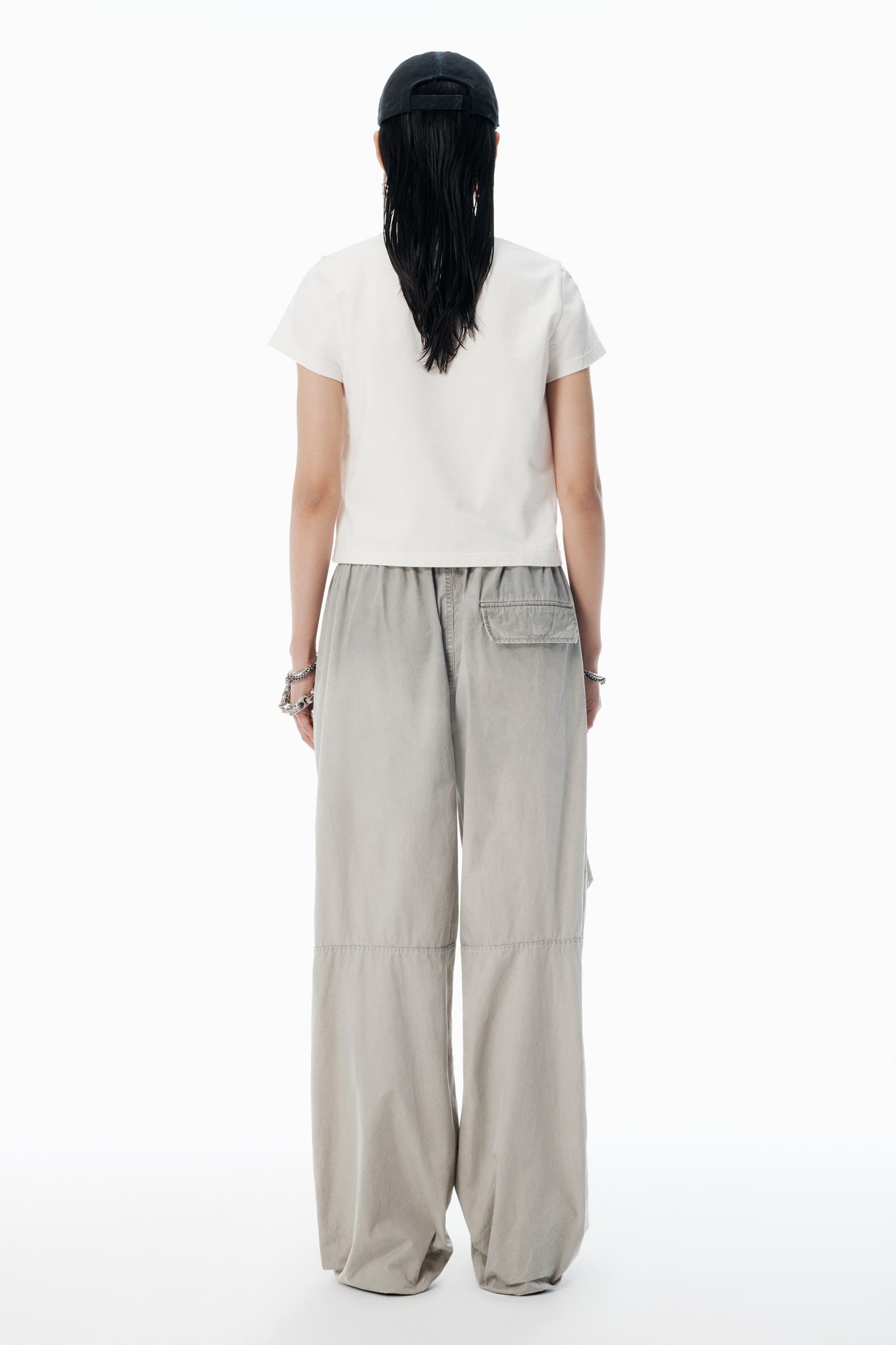 White Cotton Shrunken Logo Tee Product Image