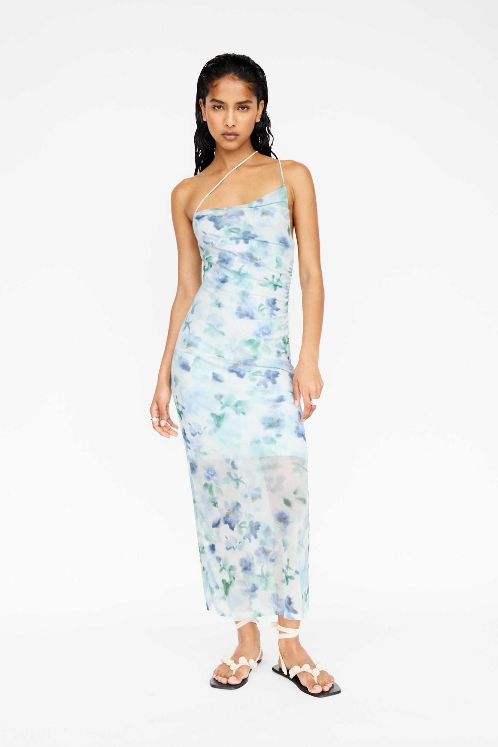 Blue floral midi dress Product Image