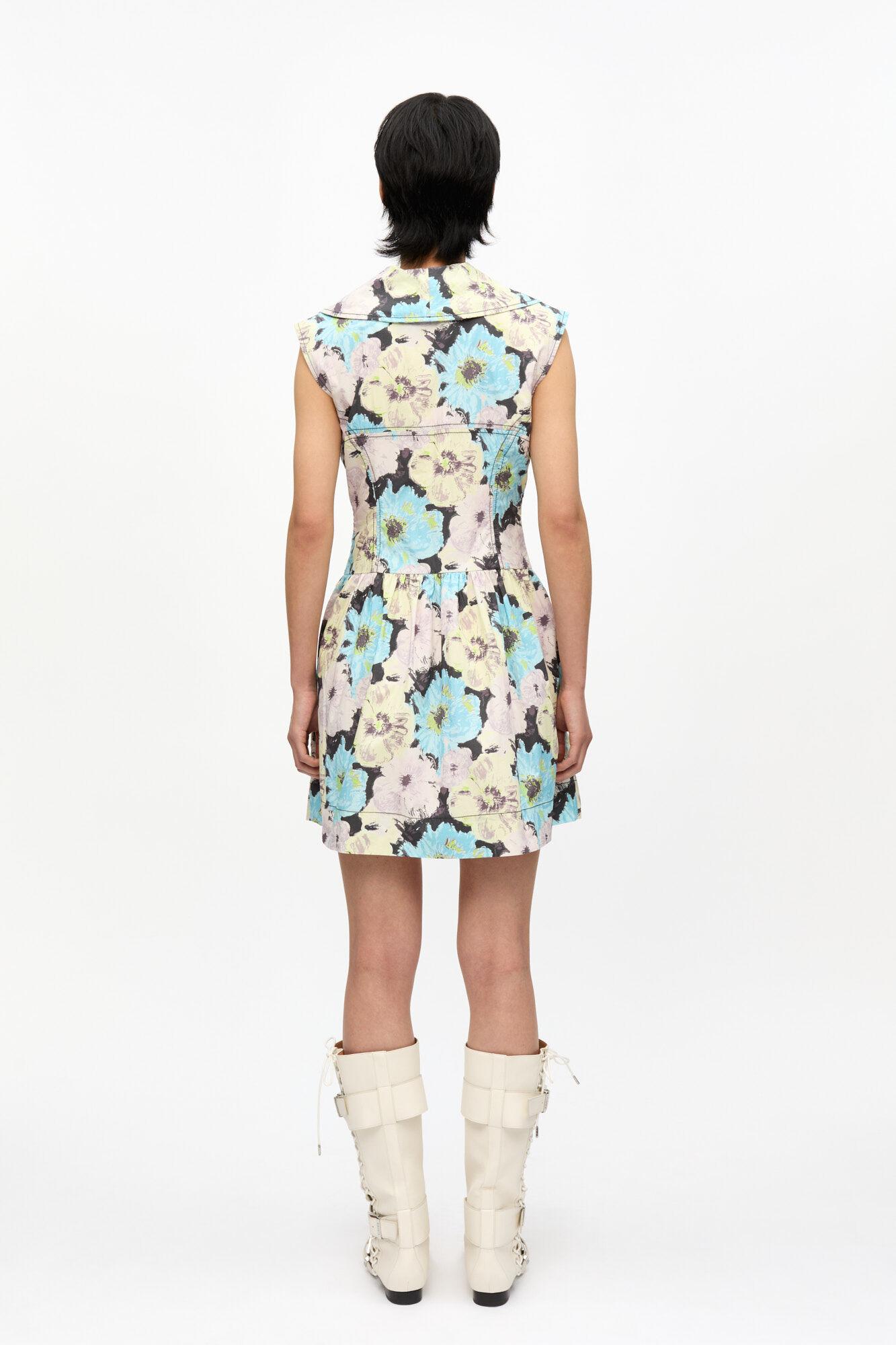 Floral Printed Cotton Mini Dress Product Image