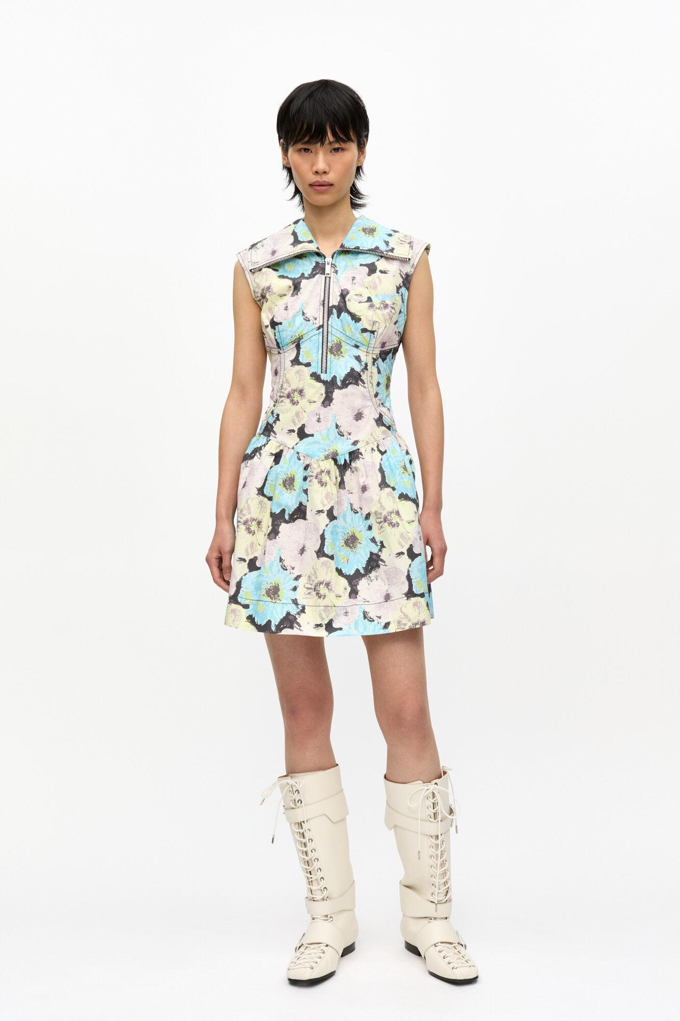 Floral Printed Cotton Mini Dress Product Image