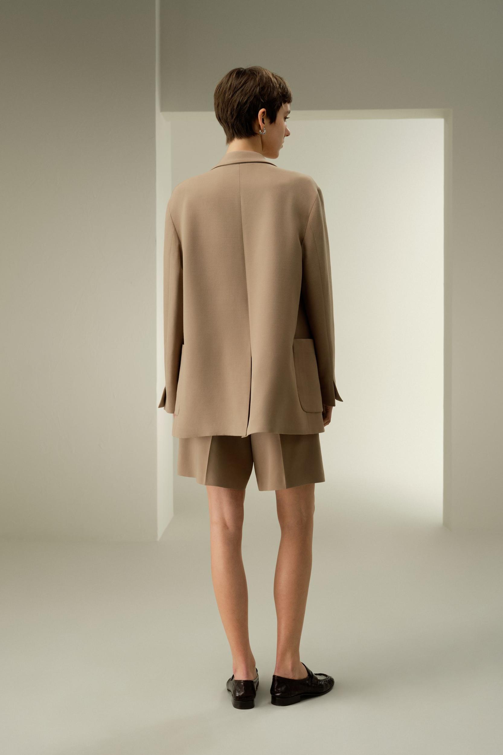 LILYSILK Wool Jacket - Female - Black Wool & Silk - Graceful Single Button Design Overcoat XS Product Image