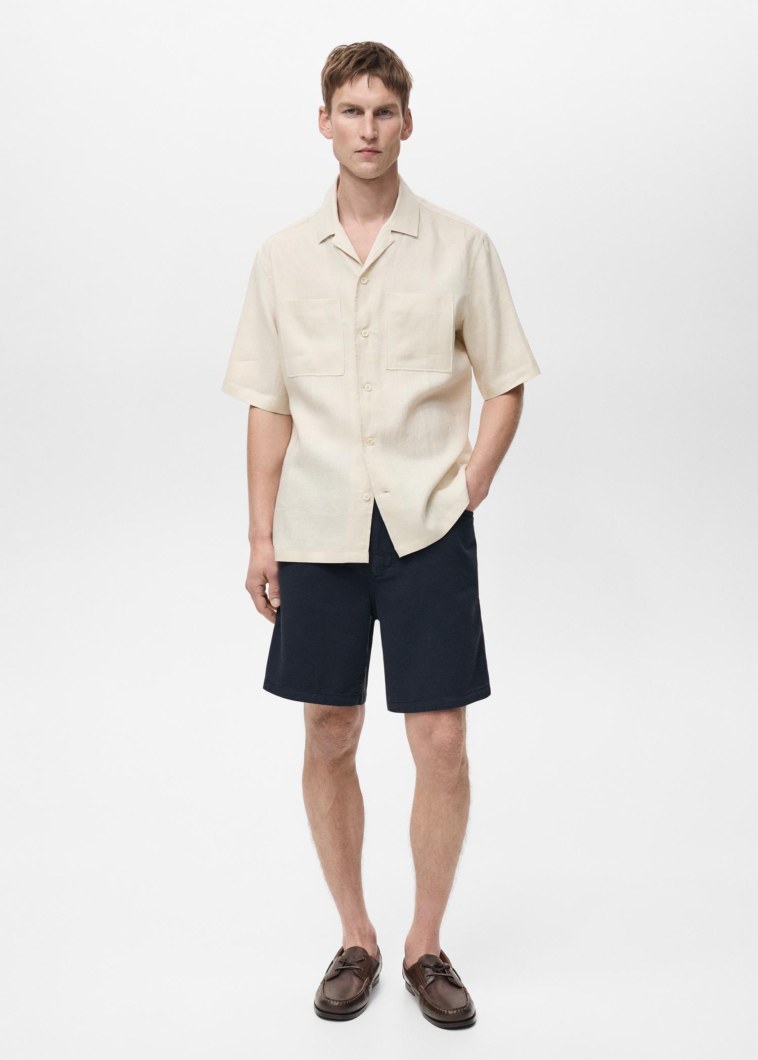 Denim bermuda shorts with drawstring - Men | MANGO USA Product Image