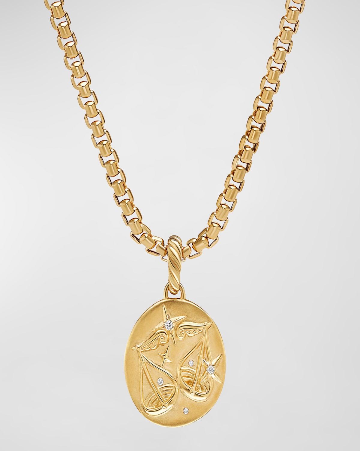 Womens Zodiac Amulet in 18K Yellow Gold with Diamonds Product Image