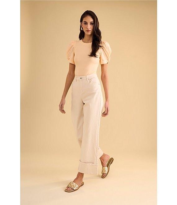 1. STATE Knotted Crew Neck Short Puff Sleeve Top Product Image