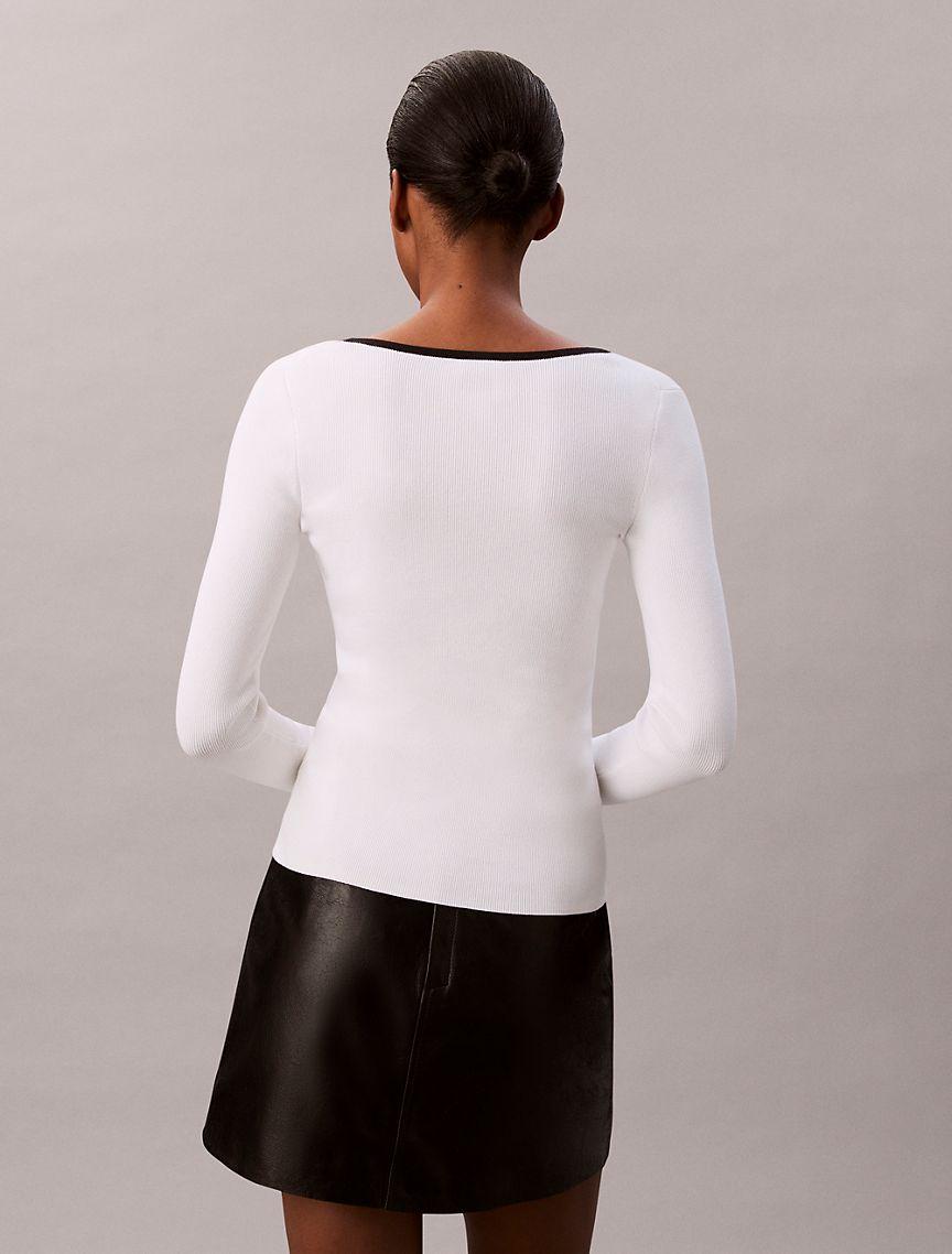 Cotton Blend Classic Scoopneck Sweater Product Image