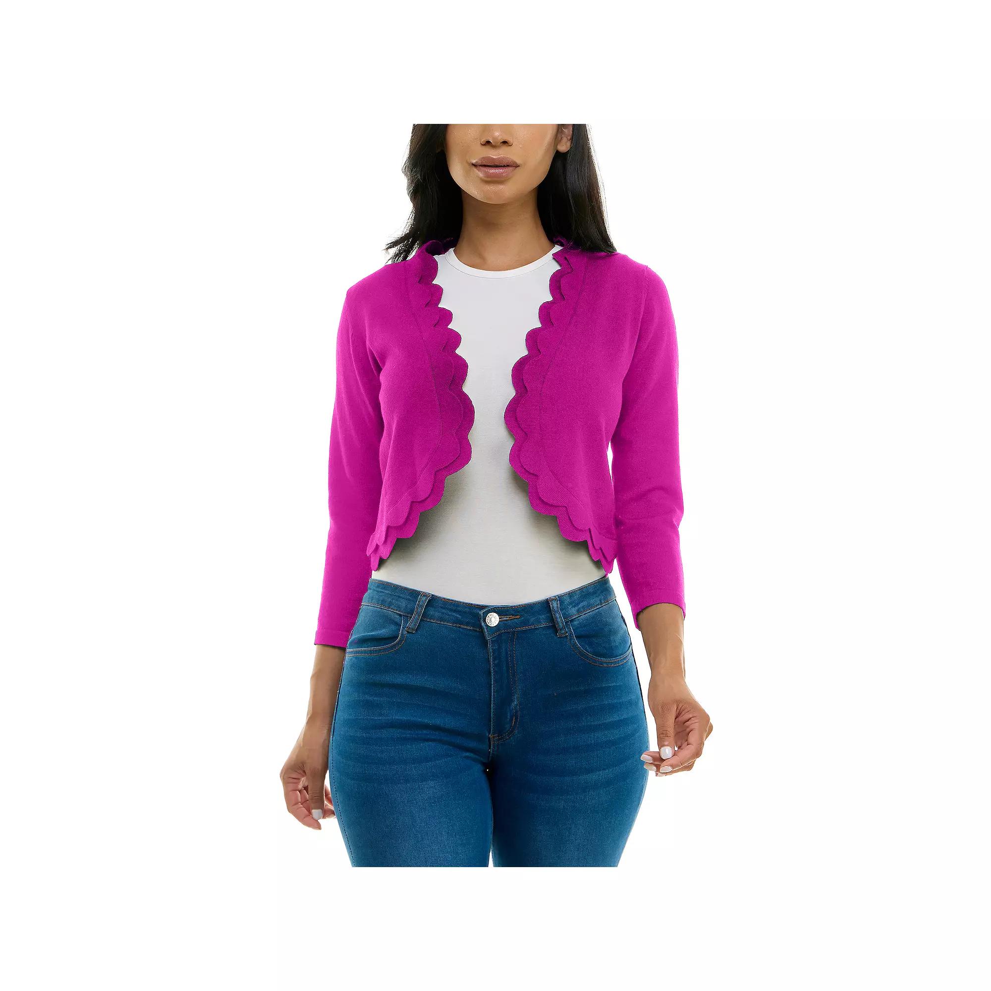 Women's Nina Leonard Scallop Trim Bolero,  Product Image