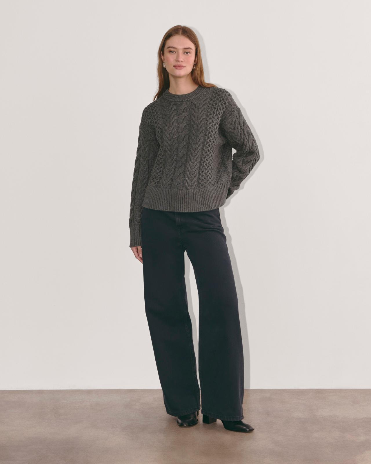 Womens Cable Sweater in Everyday Cotton by Everlane Product Image