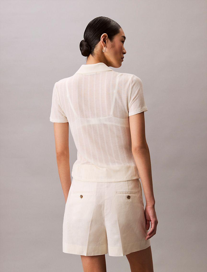 Pointelle Slim Polo Shirt  Product Image